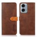 For Motorola Moto G34 5G KHAZNEH Dual-color Cowhide Texture Flip Leather Phone Case(Brown)