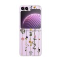 For Samsung Galaxy Z Flip5 Painted Pattern PC Transparent Folding Phone Case(Z01 Vine Flower)