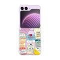 For Samsung Galaxy Z Flip5 Painted Pattern PC Transparent Folding Phone Case(Z30 Boarding Card)