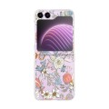 For Samsung Galaxy Z Flip5 Painted Pattern PC Transparent Folding Phone Case(Z36 Hand Painted Flower