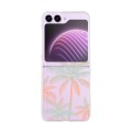For Samsung Galaxy Z Flip5 Painted Pattern PC Transparent Folding Phone Case(Z46 Color Coconut Tree)
