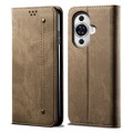 For Huawei nova 12 Denim Texture Leather Phone Case(Khaki)