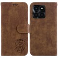 For Honor X6a Little Tiger Embossed Leather Phone Case(Brown)