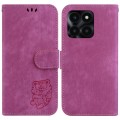 For Honor X6a Little Tiger Embossed Leather Phone Case(Rose Red)