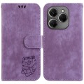 For Tecno Spark 20 Pro Little Tiger Embossed Leather Phone Case(Purple)