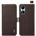 For Honor X5 Plus KHAZNEH Side-Magnetic Litchi Genuine Leather RFID Phone Case(Brown)