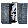 For Samsung Galaxy Z Fold5 ABEEL Integrated Crocodile Texture Genuine Leather Phone Case with Holder