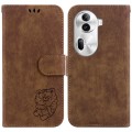 For  OPPO Reno11 Pro 5G Global Little Tiger Embossed Leather Phone Case(Brown)