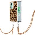 For OPPO Reno11 5G Global Electroplating Dual-side IMD Phone Case with Lanyard(Leopard Print)