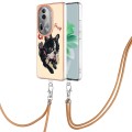 For OPPO Reno11 Pro 5G Global Electroplating Dual-side IMD Phone Case with Lanyard(Lucky Dog)