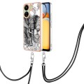 For Xiaomi Redmi 13C 4G Electroplating Dual-side IMD Phone Case with Lanyard(Totem Elephant)