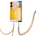 For Xiaomi Redmi 13C 4G Electroplating Dual-side IMD Phone Case with Lanyard(Draft Beer)