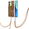 For Xiaomi Redmi Note 13 4G Global Electroplating Dual-side IMD Phone Case with Lanyard(Leopard Prin