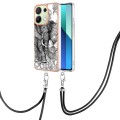 For Xiaomi Redmi Note 13 4G Global Electroplating Dual-side IMD Phone Case with Lanyard(Totem Elepha