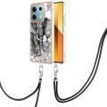 For Xiaomi Redmi Note 13 5G Global Electroplating Dual-side IMD Phone Case with Lanyard(Totem Elepha