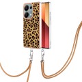 For Xiaomi Redmi Note 13 Pro 4G Global Electroplating Dual-side IMD Phone Case with Lanyard(Leopard