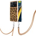 For Xiaomi Redmi K70E Electroplating Dual-side IMD Phone Case with Lanyard(Leopard Print)