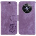 For Realme 12 5G Little Tiger Embossed Leather Phone Case(Purple)