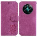 For Realme 12+ Little Tiger Embossed Leather Phone Case(Rose Red)
