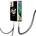 For Motorola Moto G54 Electroplating Dual-side IMD Phone Case with Lanyard(Natural Growth)