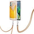 For Motorola Moto G54 Electroplating Dual-side IMD Phone Case with Lanyard(Draft Beer)