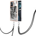 For Motorola Moto G14 Electroplating Dual-side IMD Phone Case with Lanyard(Totem Elephant)