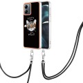For Motorola Moto G14 Electroplating Dual-side IMD Phone Case with Lanyard(Natural Growth)