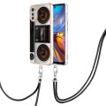 For Motorola Moto E32 4G/E32s Electroplating Dual-side IMD Phone Case with Lanyard(Retro Radio)