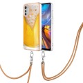 For Motorola Moto E32 4G/E32s Electroplating Dual-side IMD Phone Case with Lanyard(Draft Beer)