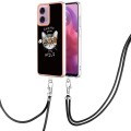 For Motorola Moto G04 4G / G24 4G Electroplating Dual-side IMD Phone Case with Lanyard(Natural Growt