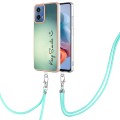 For Motorola Moto G34 Electroplating Dual-side IMD Phone Case with Lanyard(Smile)