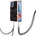 For Motorola Moto G34 Electroplating Dual-side IMD Phone Case with Lanyard(Equation)