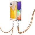 For Samsung Galaxy A22 4G EU Version Electroplating Dual-side IMD Phone Case with Lanyard(Draft Beer