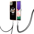 For Samsung Galaxy A22 5G US Version Electroplating Dual-side IMD Phone Case with Lanyard(Natural Gr
