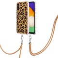 For Samsung Galaxy A52 5G / 4G Electroplating Dual-side IMD Phone Case with Lanyard(Leopard Print)