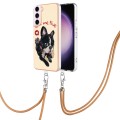 For Samsung Galaxy S22 5G Electroplating Dual-side IMD Phone Case with Lanyard(Lucky Dog)