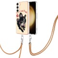 For Samsung Galaxy S22+ 5G Electroplating Dual-side IMD Phone Case with Lanyard(Lucky Dog)