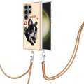 For Samsung Galaxy S23 Ultra 5G Electroplating Dual-side IMD Phone Case with Lanyard(Lucky Dog)