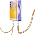 For Samsung Galaxy A15 5G Electroplating Dual-side IMD Phone Case with Lanyard(Draft Beer)