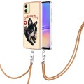 For Samsung Galaxy A05 Electroplating Dual-side IMD Phone Case with Lanyard(Lucky Dog)