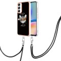 For Samsung Galaxy A05s Electroplating Dual-side IMD Phone Case with Lanyard(Natural Growth)
