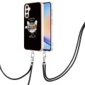 For Samsung Galaxy A25 5G Electroplating Dual-side IMD Phone Case with Lanyard(Natural Growth)