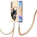 For Samsung Galaxy A25 5G Electroplating Dual-side IMD Phone Case with Lanyard(Lucky Dog)