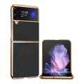For Samsung Galaxy Z Flip3 Electroplated Lambskin Folding Phone Case(Black)