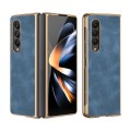 For Samsung Galaxy Z Fold3 Electroplated Lambskin Folding Phone Case(Navy Blue)