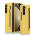 For Samsung Galaxy Z Fold5 Skin Feel PC Phone Case with Pen Slots, Not Included Pen(Yellow)