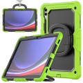 For Samsung Galaxy Tab S9+ D Type Silicone Hybrid PC Tablet Case with Handle Holder(Yellow Green)