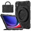 For Samsung Galaxy Tab S9 Spider Rotation Handle Silicone Hybrid PC Tablet Case(Black)