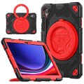 For Samsung Galaxy Tab S9 Spider Rotation Handle Silicone Hybrid PC Tablet Case(Black Red)