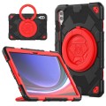 For Samsung Galaxy Tab S9+ Spider Rotation Handle Silicone Hybrid PC Tablet Case(Black Red)